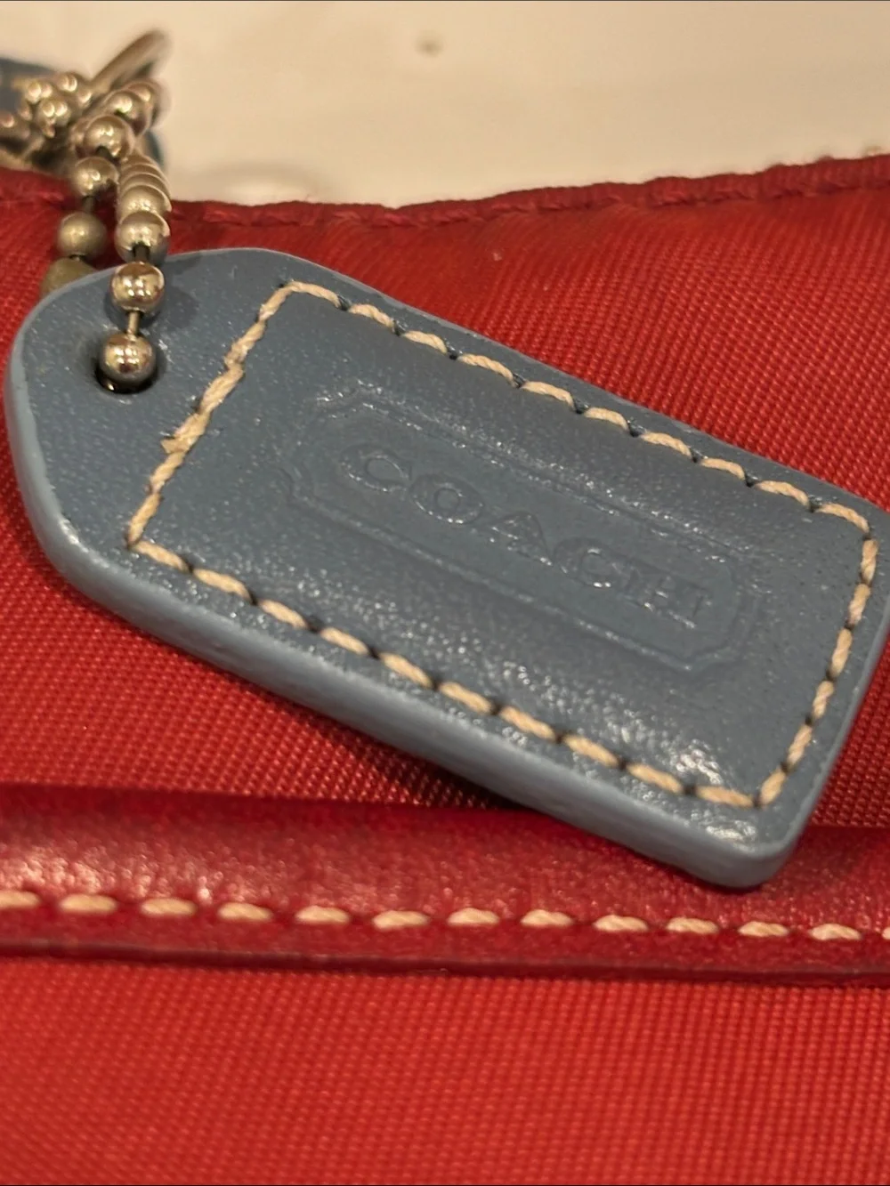 Coach Red Nylon Crossbody Bag with Striped Adjustable Strap